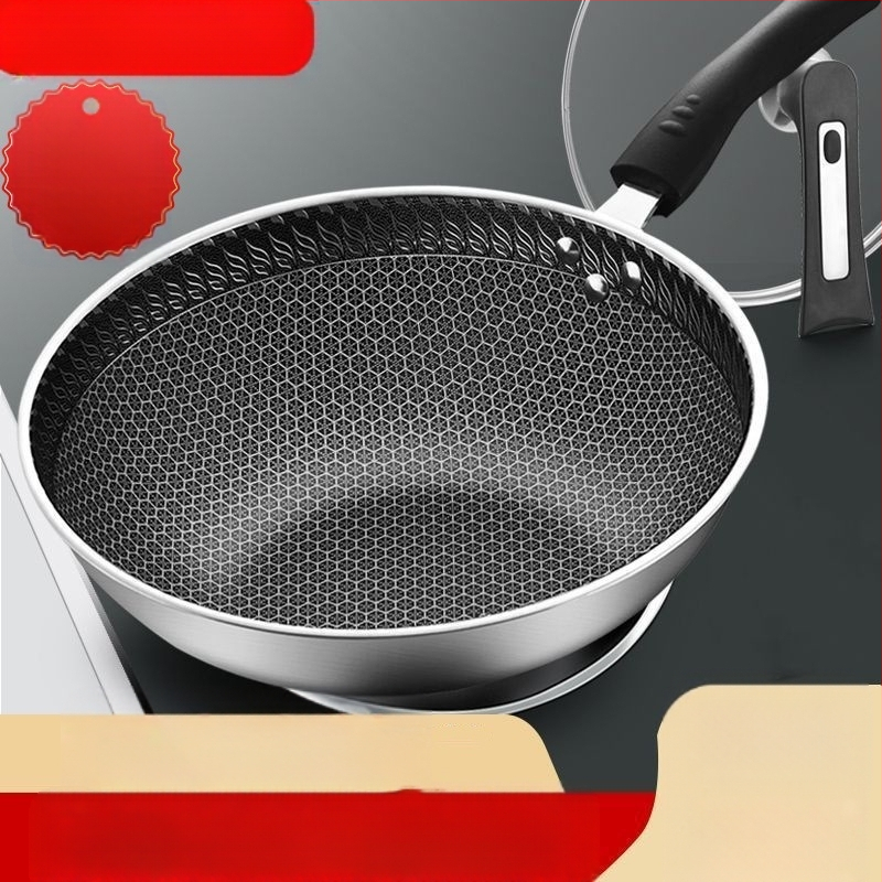 Vokiška nerūdijančio plieno „Wok“ keptuvė su nelimpančia danga, be dūmų, indukcinė viryklė, dujinė „Universal Wok XH“
