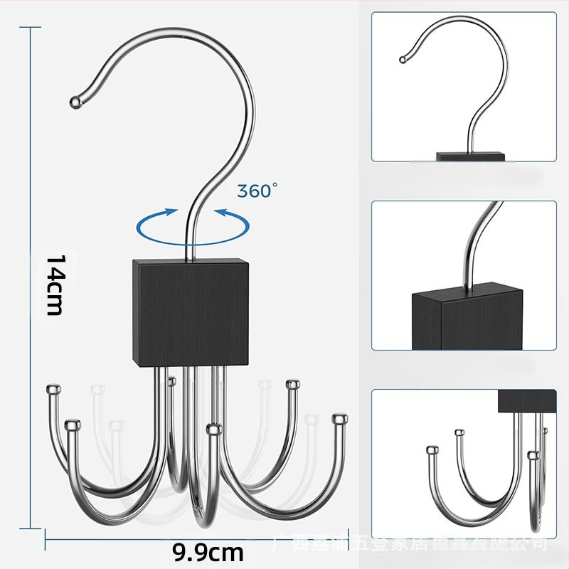 Kūrybingas pasukamas daugiafunkcis šešių nagų kabliukas, paltas, gobtuvas, pakabinamas krepšys, šalikas, drabužių spintos laikymo lentynėlė, durų pakaba