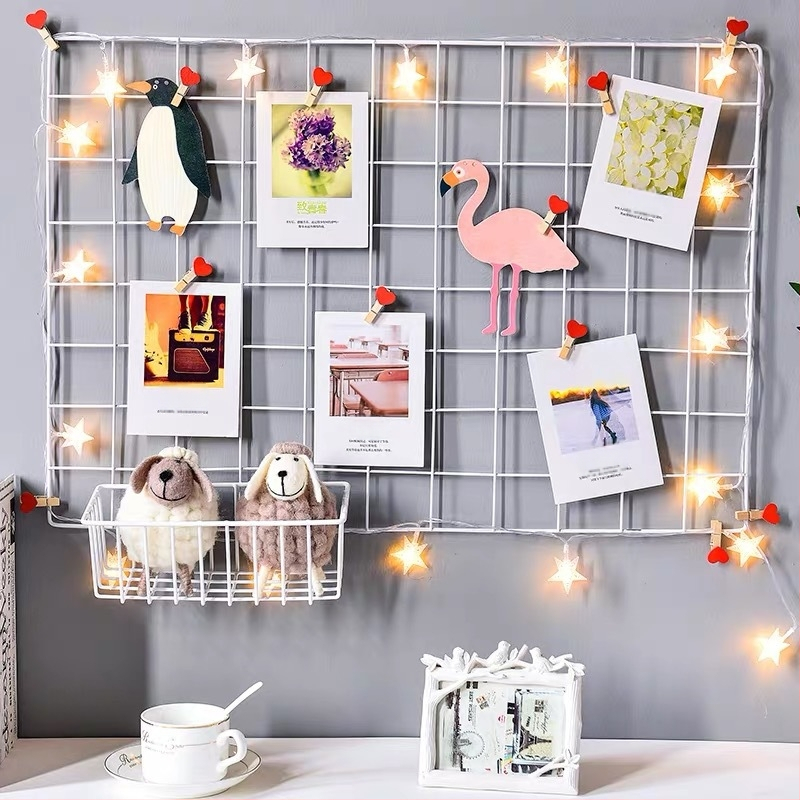 Διακόσμηση Ins Σκανδιναβικό Σπίτι Σιδερένια Κρεμαστά Πλέγματα Τοίχου Φωτογραφία Τοίχου Κορίτσια Διακόσμηση Τοίχου Ράφι