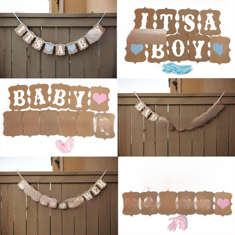 Kohandatud tähemärgist tõmmatav lipp Vintage kraftpaberist beebide laste sünnipäevapeo tõmmatav lipp tõmmatav lillekaunistused