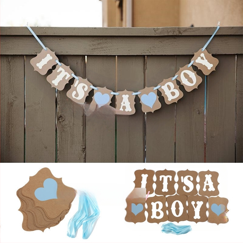 Kohandatud tähemärgist tõmmatav lipp Vintage kraftpaberist beebide laste sünnipäevapeo tõmmatav lipp tõmmatav lillekaunistused