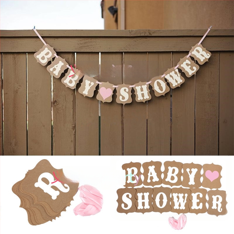 Kohandatud tähemärgist tõmmatav lipp Vintage kraftpaberist beebide laste sünnipäevapeo tõmmatav lipp tõmmatav lillekaunistused