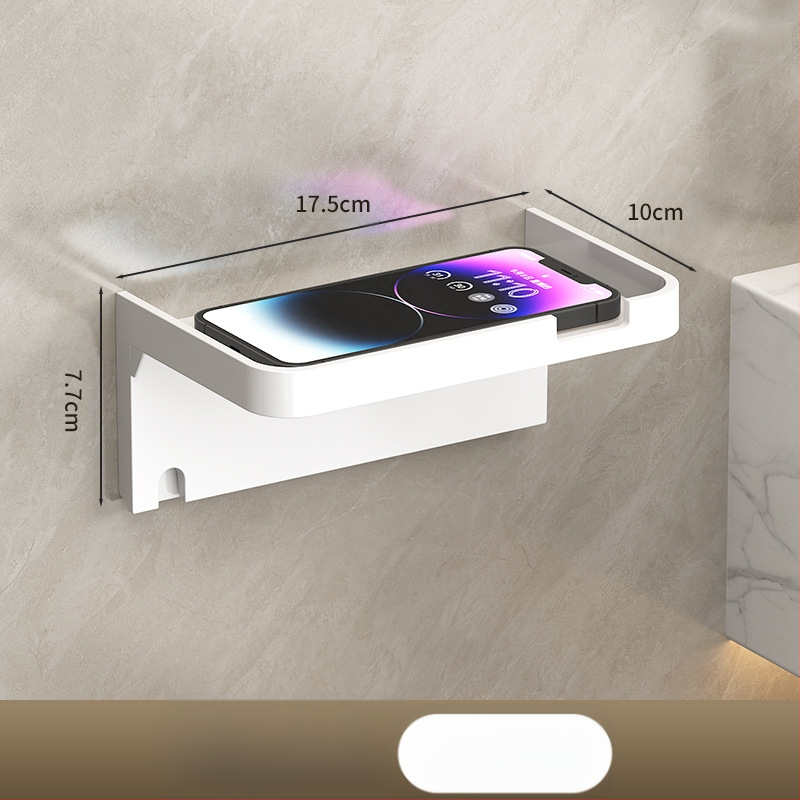 Tarpvalstybinis vonios kambario tualetinio popieriaus ritinėlio laikiklis, sustorintas tamsiai pilkas laikiklis be perforatoriaus, tualetinis vonios kambario popierinių rankšluosčių laikiklis, mobiliojo telefono laikymo lentynėlė