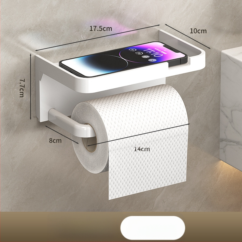 Tarpvalstybinis vonios kambario tualetinio popieriaus ritinėlio laikiklis, sustorintas tamsiai pilkas laikiklis be perforatoriaus, tualetinis vonios kambario popierinių rankšluosčių laikiklis, mobiliojo telefono laikymo lentynėlė