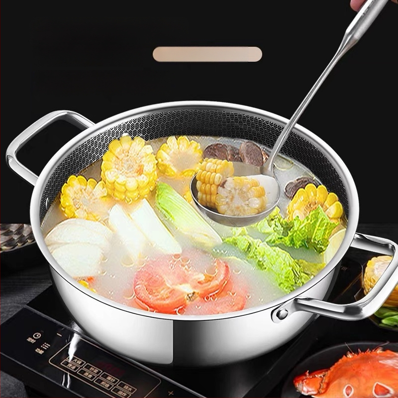 Nerūdijančio plieno korio nelimpantis sriubos puodas dujinė viryklė indukcinė viryklė universalus japoniškas nepadengtas daugiafunkcis dvigubo ausies karštas puodas