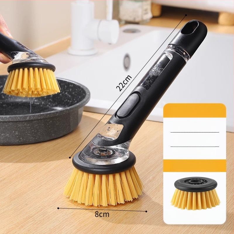 Perie cu mâner lung pentru oală, perie automată de spălat vase cu lichid, perie de bucătărie pentru uz casnic, perie de oală cu burete, perie de curățare cu bilă pentru animale de companie, ustensile
