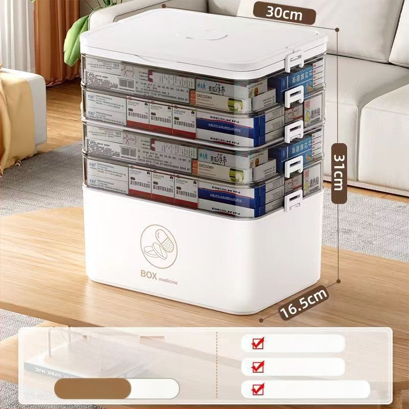 Kodumajapidamises kasutatav suur ravimikarp hulgimüügi mitmekihiline sahtliga meditsiiniline hoiukarp kaasaskantav kodune hädaabi kaasaskantav esmaabi ravimikarp