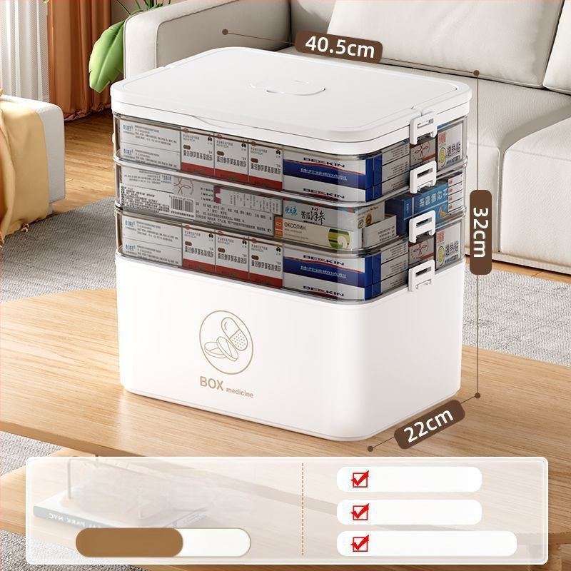 Kodumajapidamises kasutatav suur ravimikarp hulgimüügi mitmekihiline sahtliga meditsiiniline hoiukarp kaasaskantav kodune hädaabi kaasaskantav esmaabi ravimikarp