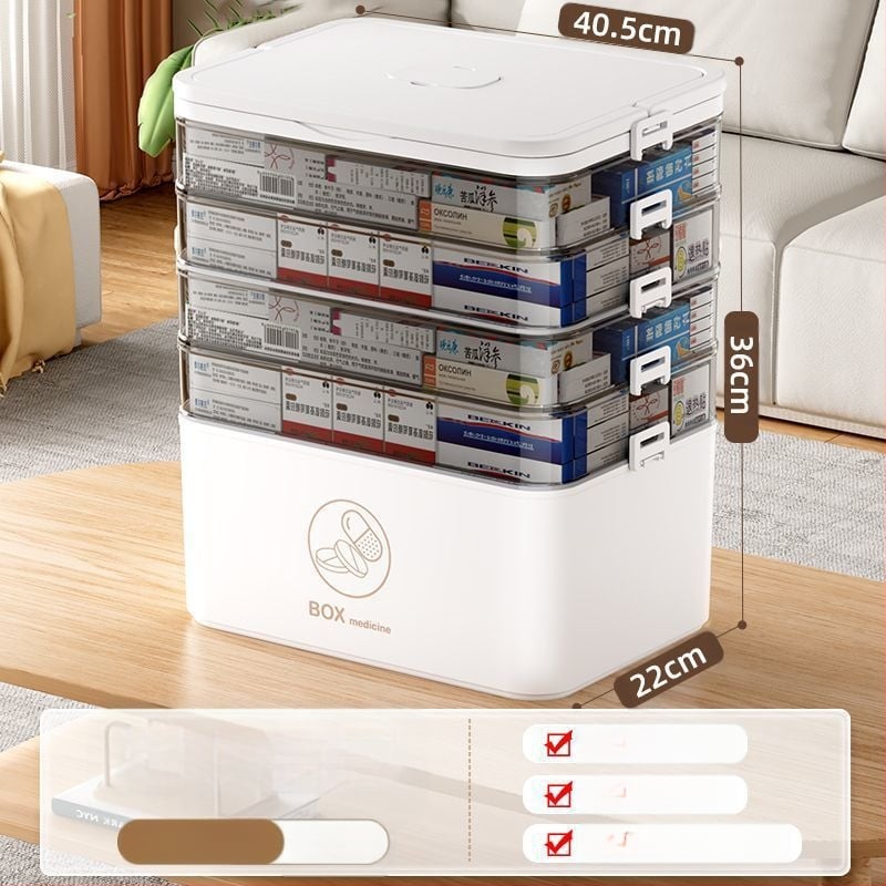 Kodumajapidamises kasutatav suur ravimikarp hulgimüügi mitmekihiline sahtliga meditsiiniline hoiukarp kaasaskantav kodune hädaabi kaasaskantav esmaabi ravimikarp