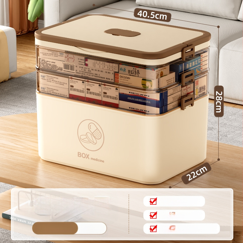 Kodumajapidamises kasutatav suur ravimikarp hulgimüügi mitmekihiline sahtliga meditsiiniline hoiukarp kaasaskantav kodune hädaabi kaasaskantav esmaabi ravimikarp