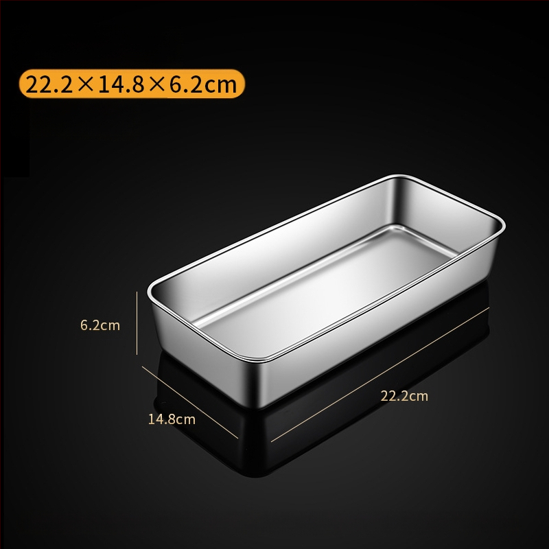 Nerūdijančio plieno kvadratinė plokščia stačiakampė dėžutė su dangčiu, tiramisu padėklas, gilus indų dubuo