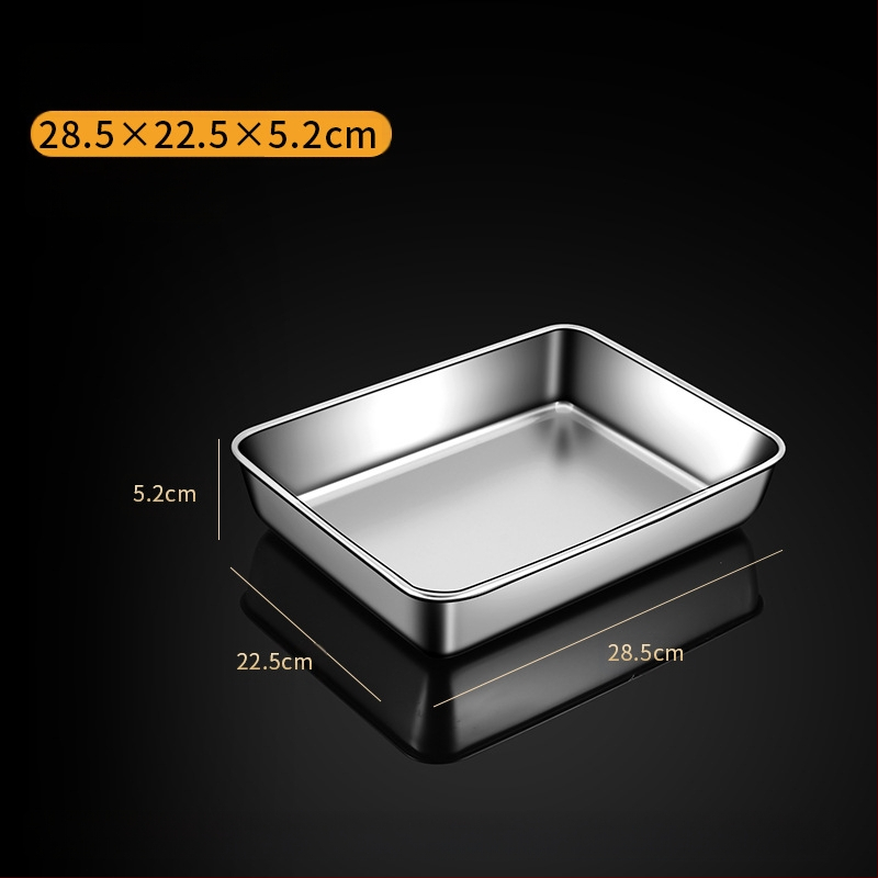 Nerūdijančio plieno kvadratinė plokščia stačiakampė dėžutė su dangčiu, tiramisu padėklas, gilus indų dubuo