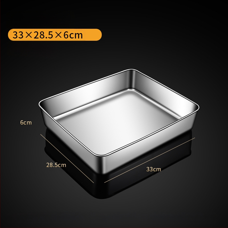 Nerūdijančio plieno kvadratinė plokščia stačiakampė dėžutė su dangčiu, tiramisu padėklas, gilus indų dubuo