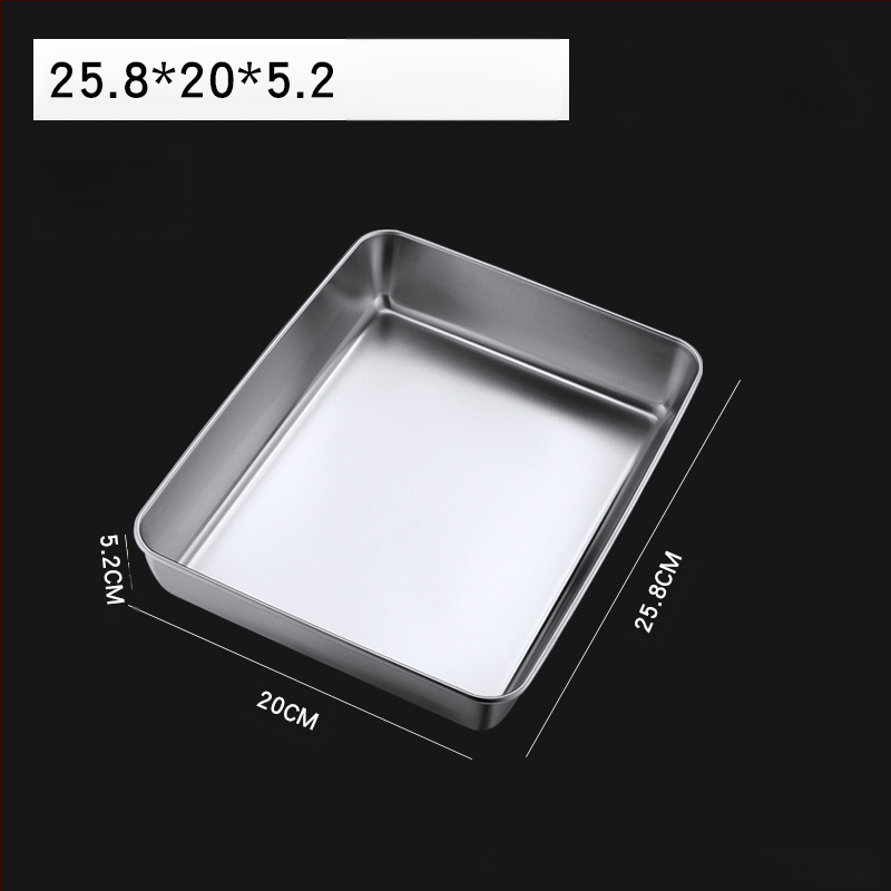 Nerūdijančio plieno kvadratinė plokščia stačiakampė dėžutė su dangčiu, tiramisu padėklas, gilus indų dubuo