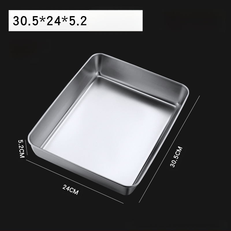 Nerūdijančio plieno kvadratinė plokščia stačiakampė dėžutė su dangčiu, tiramisu padėklas, gilus indų dubuo