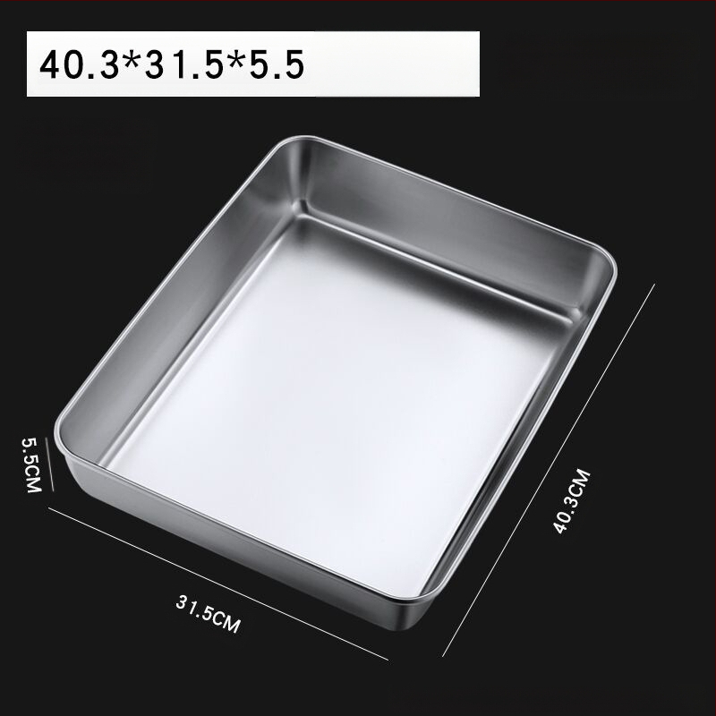 Nerūdijančio plieno kvadratinė plokščia stačiakampė dėžutė su dangčiu, tiramisu padėklas, gilus indų dubuo