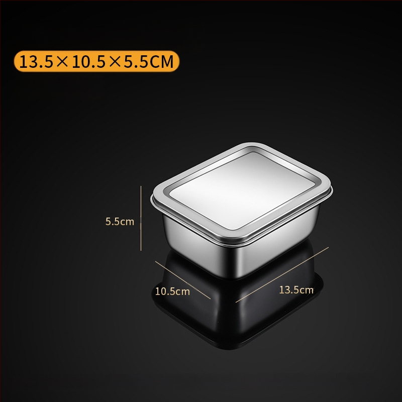 Nerūdijančio plieno kvadratinė plokščia stačiakampė dėžutė su dangčiu, tiramisu padėklas, gilus indų dubuo