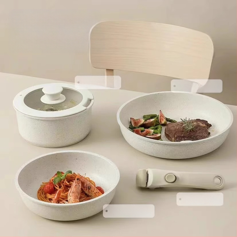 Διασυνοριακό οικιακό αποσπώμενο χερούλι Wok επίπεδη κατσαρόλα αντικολλητικό τηγάνι καρότο σετ κατσαρόλας Potts μαγειρικά σκεύη