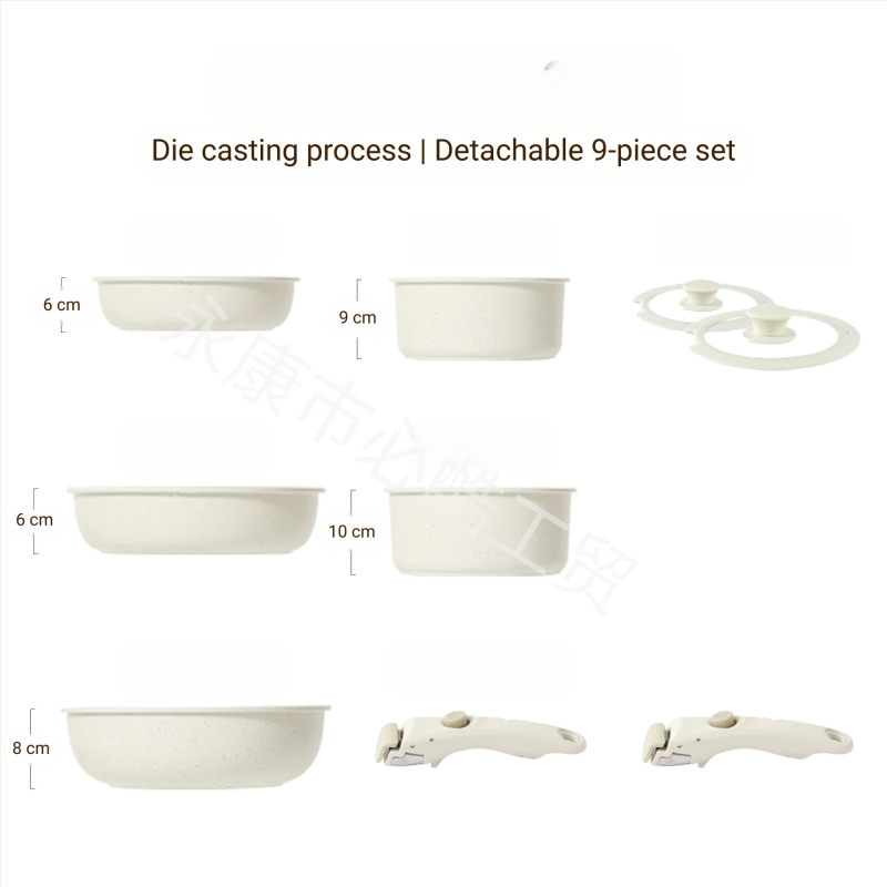 Διασυνοριακό οικιακό αποσπώμενο χερούλι Wok επίπεδη κατσαρόλα αντικολλητικό τηγάνι καρότο σετ κατσαρόλας Potts μαγειρικά σκεύη