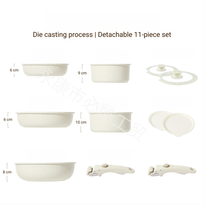 Διασυνοριακό οικιακό αποσπώμενο χερούλι Wok επίπεδη κατσαρόλα αντικολλητικό τηγάνι καρότο σετ κατσαρόλας Potts μαγειρικά σκεύη