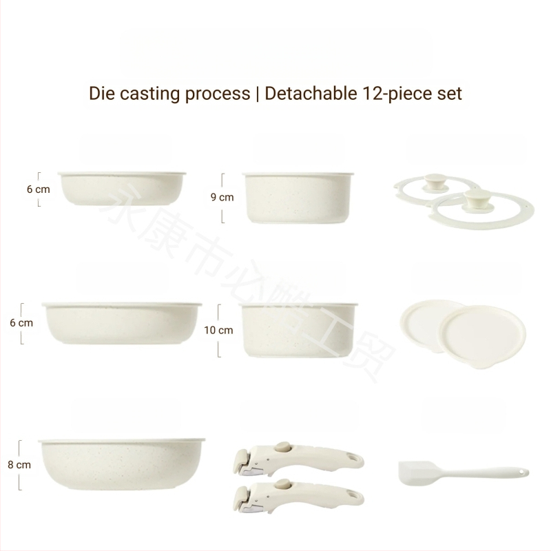 Διασυνοριακό οικιακό αποσπώμενο χερούλι Wok επίπεδη κατσαρόλα αντικολλητικό τηγάνι καρότο σετ κατσαρόλας Potts μαγειρικά σκεύη