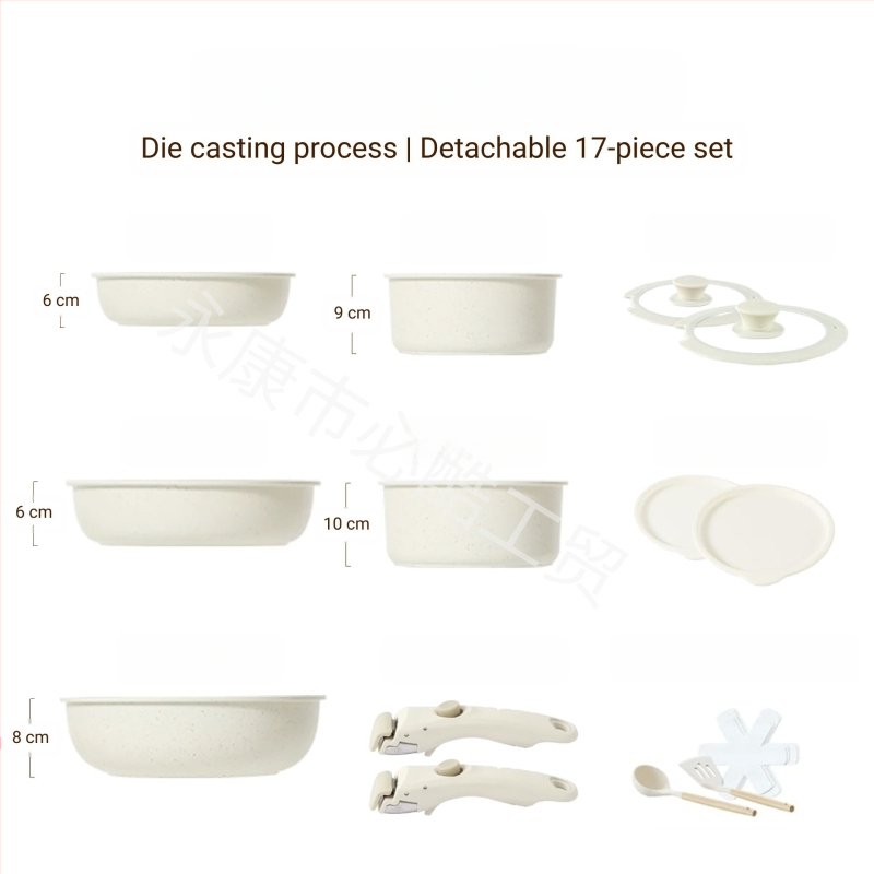 Διασυνοριακό οικιακό αποσπώμενο χερούλι Wok επίπεδη κατσαρόλα αντικολλητικό τηγάνι καρότο σετ κατσαρόλας Potts μαγειρικά σκεύη