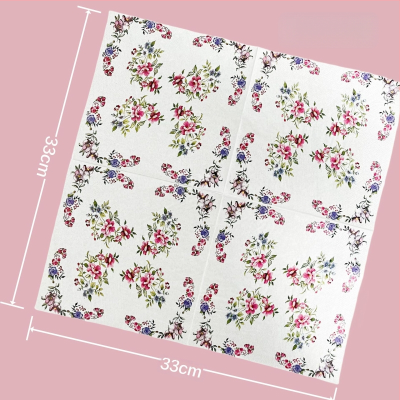 Трансгранична Temu Ретро Розово Лилаво Флорално Салфетка Западен Ресторант Кафе Хотел Хартиена Кърпа Цветна Салфетка