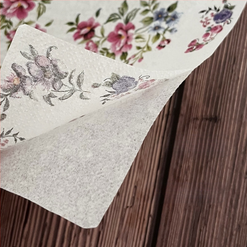 Трансгранична Temu Ретро Розово Лилаво Флорално Салфетка Западен Ресторант Кафе Хотел Хартиена Кърпа Цветна Салфетка