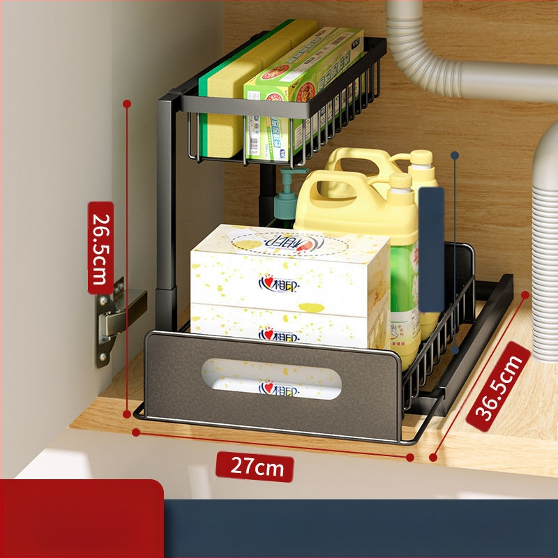 Maža virtuvės lentynėlė su tarpeliu, siaura, dvigubo sluoksnio, ištraukiama apatinė kriauklės spintelė, prieskonių laikymo lentynėlė