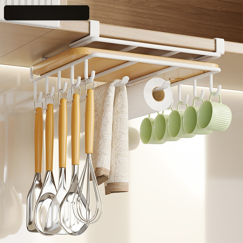 Virtuvės spintelė, sieninė spintelė, pakabinama laikymo lentynėlė, daugiafunkcis pjaustymo lentelių stovas, daugiasluoksnė popierinių rankšluosčių laikiklis, baltas