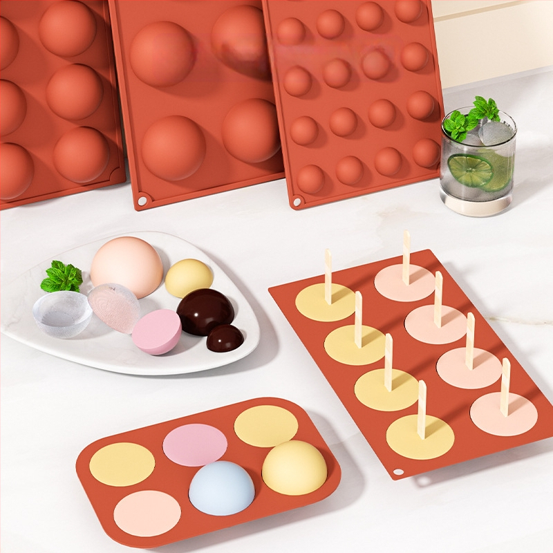 Piiriülene tootja hulgimüügi 6-ühendatud poolringikujuline šokolaadivorm silikoonist koogivormi puding isetegemise küpsetamiseks käsitsi valmistatud seebivorm