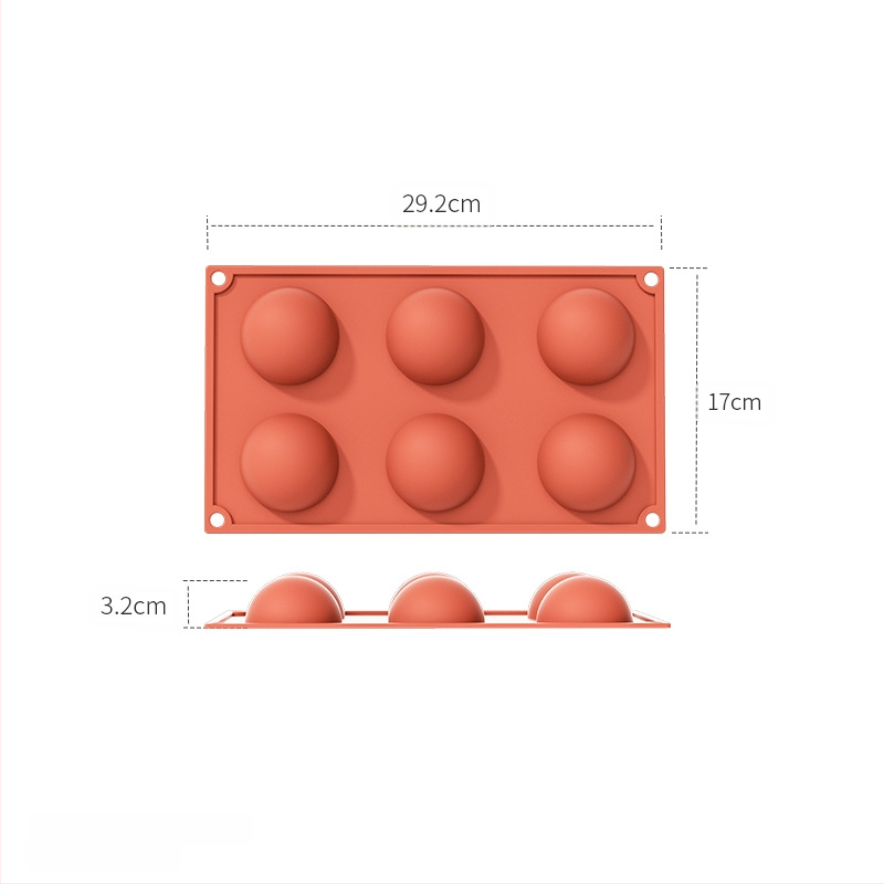 Piiriülene tootja hulgimüügi 6-ühendatud poolringikujuline šokolaadivorm silikoonist koogivormi puding isetegemise küpsetamiseks käsitsi valmistatud seebivorm
