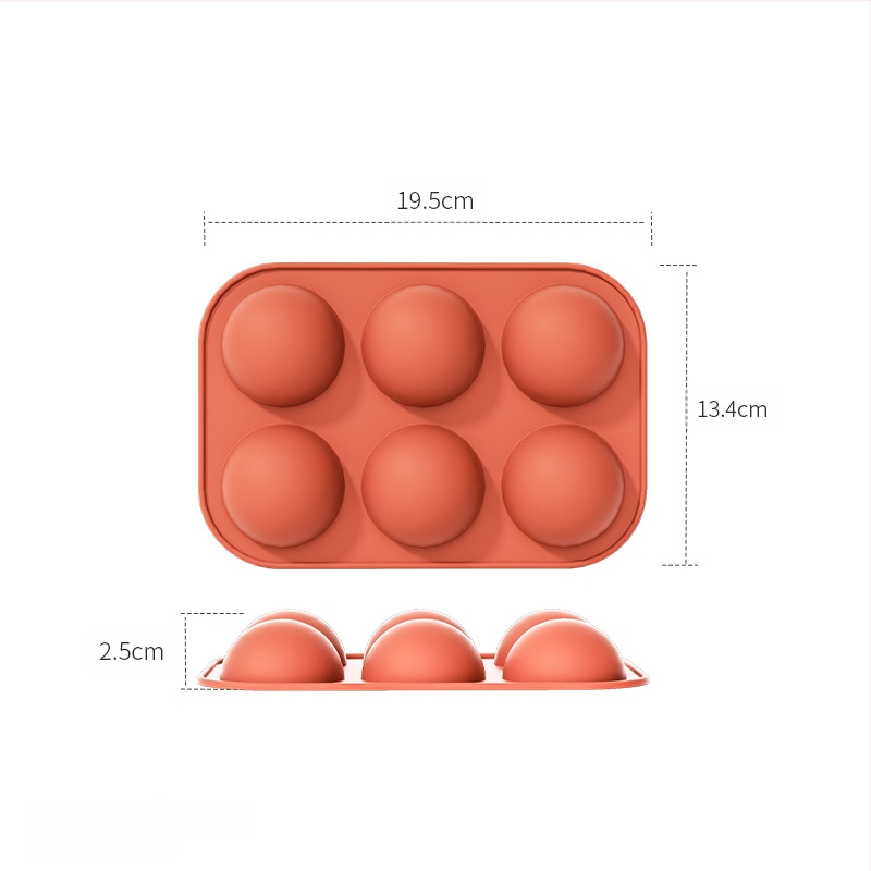 Piiriülene tootja hulgimüügi 6-ühendatud poolringikujuline šokolaadivorm silikoonist koogivormi puding isetegemise küpsetamiseks käsitsi valmistatud seebivorm