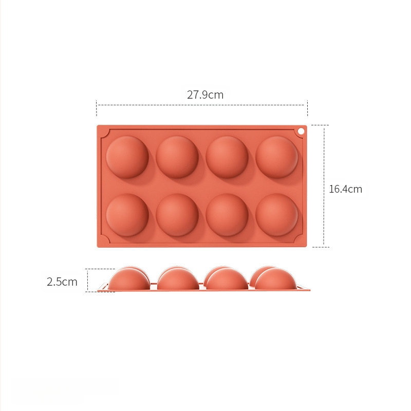 Piiriülene tootja hulgimüügi 6-ühendatud poolringikujuline šokolaadivorm silikoonist koogivormi puding isetegemise küpsetamiseks käsitsi valmistatud seebivorm