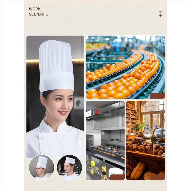 Ühekordselt kasutatav lausriidest peakoka müts, meeste peakoka paksendatud töömüts, kondiitritoodete küpsetamise lääne peakoka müts