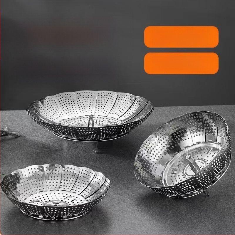 Sabiezināts nerūsējošā tērauda tvaikoņa statīvs, saliekams tvaikonis, trauku tvaikonis ar tvaikoņa režģi, augļu grozs, mājsaimniecības tvaikonis, virtuves uzglabāšanas rūpnīca