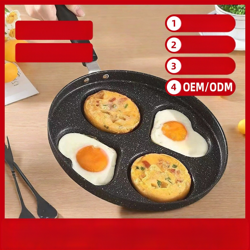 Tarpvalstybiniai sprogimai, sutirštinti keturių skylučių meilės omleto neprideganti keptuvė, universali kiaušinių mėsainių omleto keptuvė, sandėlyje, didmeninė prekyba