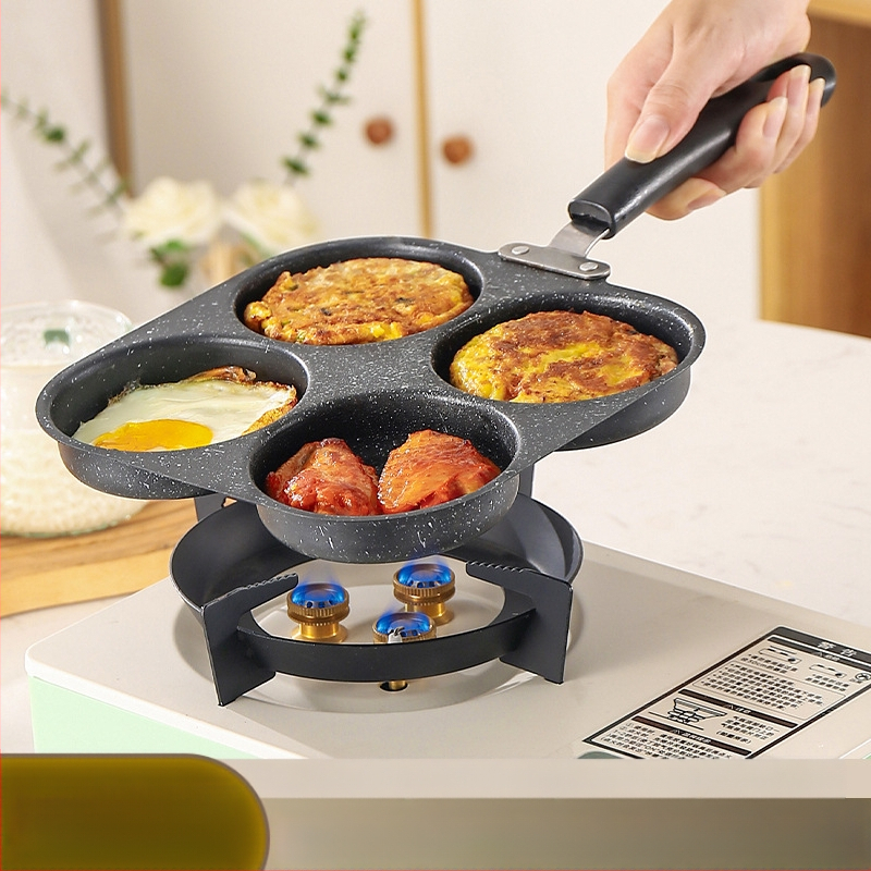 Tarpvalstybiniai sprogimai, sutirštinti keturių skylučių meilės omleto neprideganti keptuvė, universali kiaušinių mėsainių omleto keptuvė, sandėlyje, didmeninė prekyba