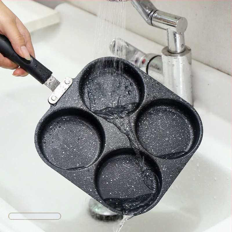 Tarpvalstybiniai sprogimai, sutirštinti keturių skylučių meilės omleto neprideganti keptuvė, universali kiaušinių mėsainių omleto keptuvė, sandėlyje, didmeninė prekyba