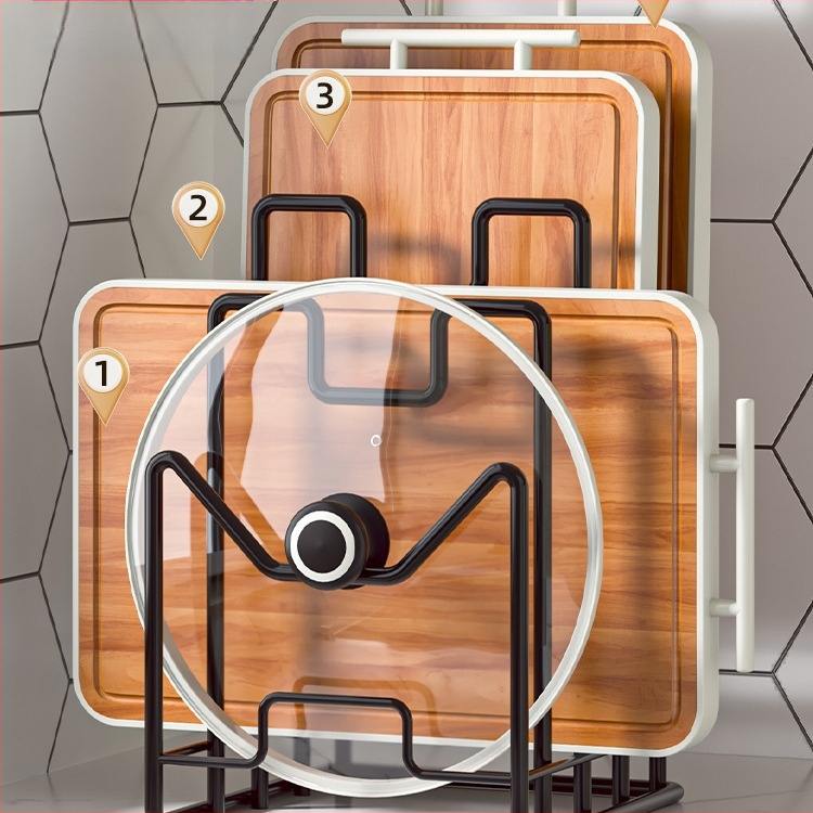 Virtuvės pjaustymo lentelių laikymo lentynėlė, stalviršio daugiafunkcinė puodų uždangalų lentynėlė, laikymo lentynėlė, pjaustymo lentelių laikymo lentynėlė, namų darbalaukio pjaustymo lentelių lentynėlė