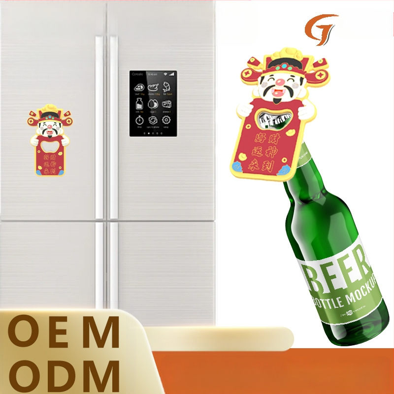 Rikkuse jumala külmkapi pudeliavaja loominguline magnetiline uusaasta kevadfestivali kaunistus Rikkuse jumala pudeliavaja kohandamine