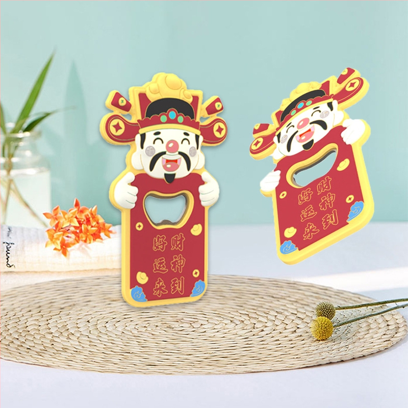 Rikkuse jumala külmkapi pudeliavaja loominguline magnetiline uusaasta kevadfestivali kaunistus Rikkuse jumala pudeliavaja kohandamine