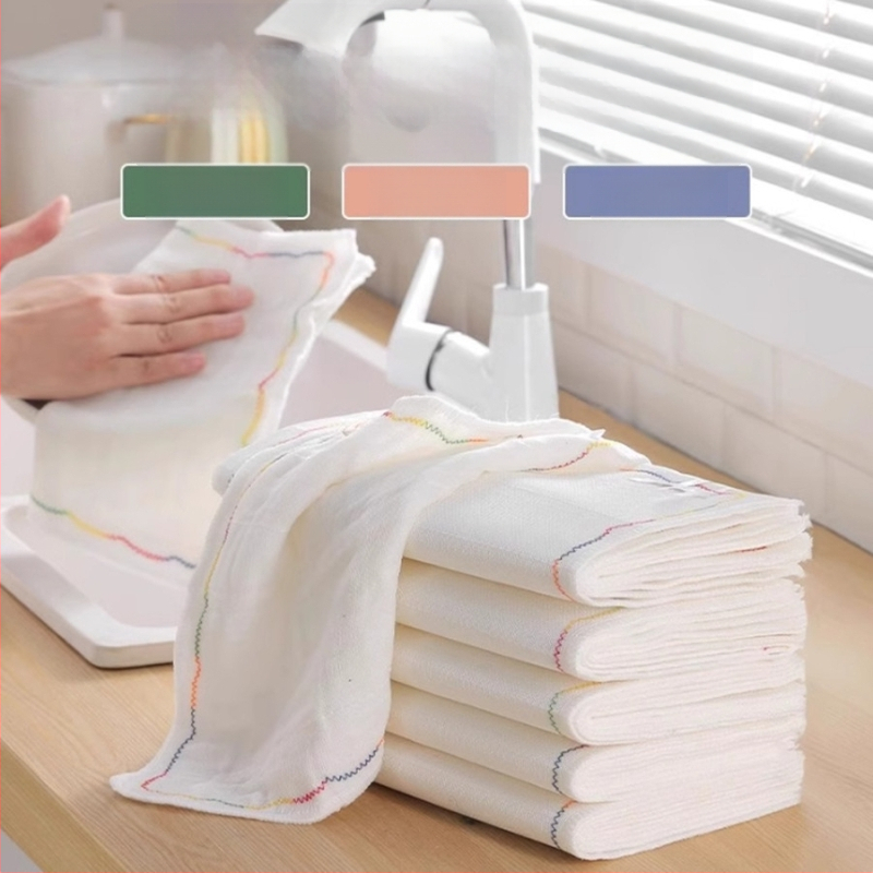 Vikerkaarevärvi õline nõudepesulapp Mitmekihiline puuvillane lõng Paksendatud puuvillane imav nõudepesulapp Õlivaba nõudepesulapp Kööginõudepesulapp