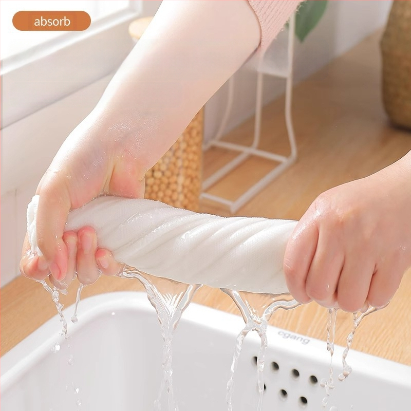 Vikerkaarevärvi õline nõudepesulapp Mitmekihiline puuvillane lõng Paksendatud puuvillane imav nõudepesulapp Õlivaba nõudepesulapp Kööginõudepesulapp