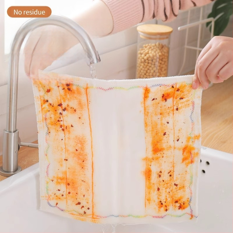 Vikerkaarevärvi õline nõudepesulapp Mitmekihiline puuvillane lõng Paksendatud puuvillane imav nõudepesulapp Õlivaba nõudepesulapp Kööginõudepesulapp