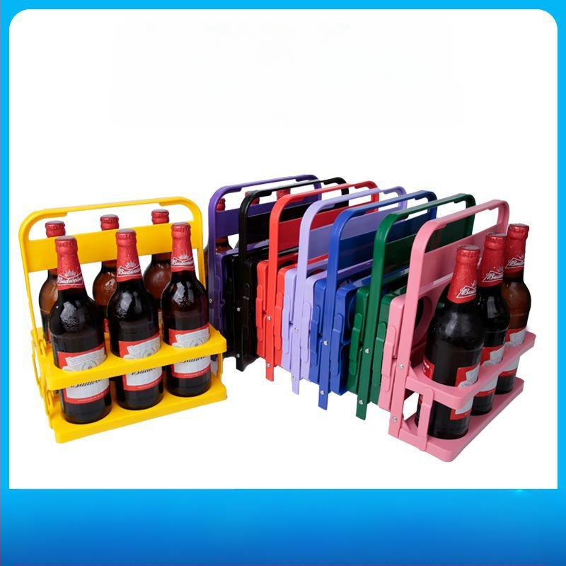 Kokkupandav veinipudeli riiul kuuele, kokkupandav plastmassist õllekorv, kokkupandav joogiriiul, õlleriiul, kaasaskantav 6 pudelile