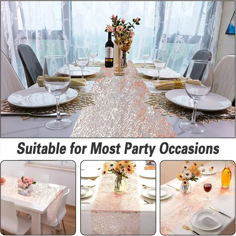 Piiriülene kuldfooliumist jõululaua jooksja peokaunistuseks Amazoni pulma litritega teejooksja atmosfäär geomeetriline abstraktne