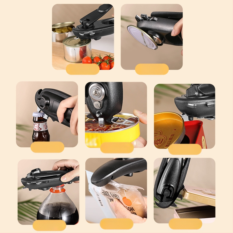 Aštuoni viename skardinių atidarytuvas, tarpvalstybinis mineralinio vandens alaus dangtelio atidarymas, virtuvės reikmenys, rankinis purtymas, daugiafunkcis skardinių butelių atidarytuvas