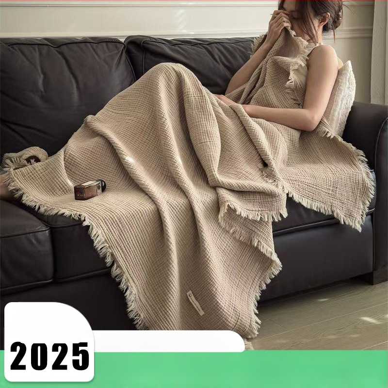 A klasės megztas kutais apklotas, medvilninis šešių sluoksnių marlės apklotas, medvilninis skaros apklotas, retro stiliaus biuro sofos snapo apklotas