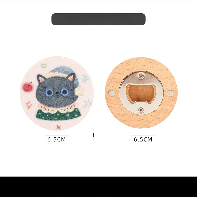 Kūrybingas kalėdinis katės gyvūno medžio masyvo butelių atidarytuvas alaus butelių atidarytuvas magnetinis šaldytuvo lipdukas daugiafunkcis